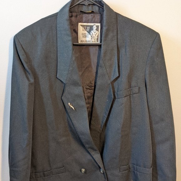 Men's VTG 80's RPM Black Club Blazer Jacket LARGE - Picture 1 of 4